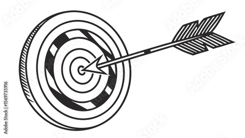 Target with arrow vector image for archery success and business goals achieving and strategy planning concept
