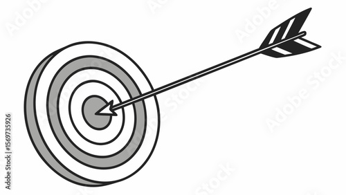 Arrow hitting target bullseye illustration for goal achievement and target marketing concept design vector