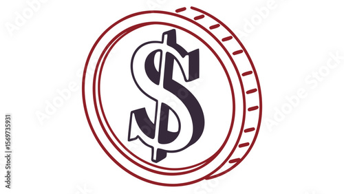Dollar coin illustration for finance and investment graphic design and business presentation material designs