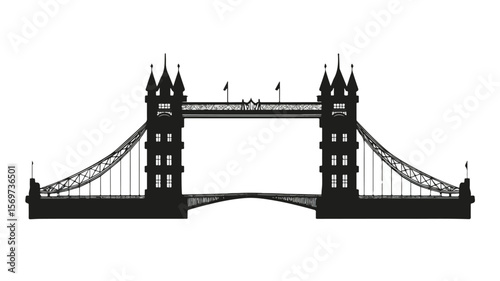 Tower Bridge Silhouette Simple Flat Vector Isolated Illustration