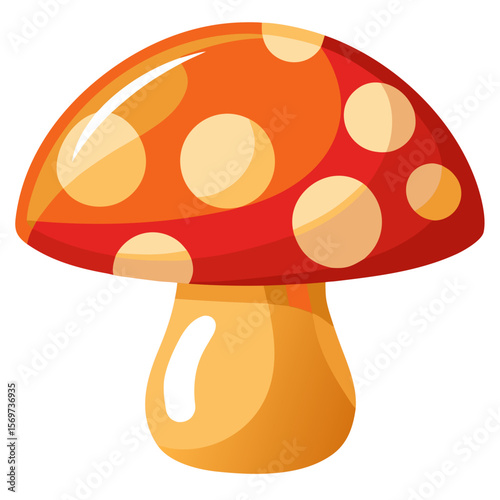 Organic Mushroom Isolated - Button Mushroom Vector Illustration on Transparent Background
