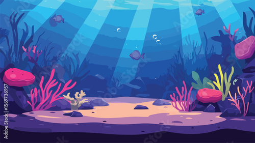 Vibrant Underwater Scene with Corals on Sea Floor - Marine Life Beauty