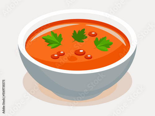 Delicious Tomato Soup in a Bowl with Parsley Garnish