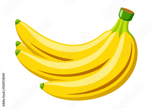 Fresh Bunch of Yellow Bananas Isolated on White Background