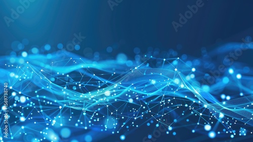 Abstract picture of blue light effect in digital technology design. Seamless modern art of futuristic energy in system structure with diagram pattern perfect for cyberspace style background. AIG53.