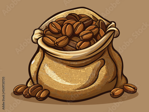 Coffee Beans in a Burlap Sack