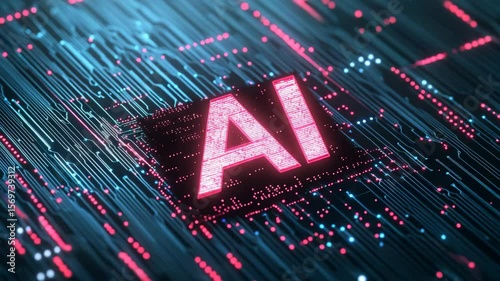 AI Technology: Futuristic Circuit Board Animation Loop