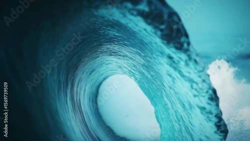 Ocean Wave Barrel: Deep Blue Immersion, 4K Cinematic Footage