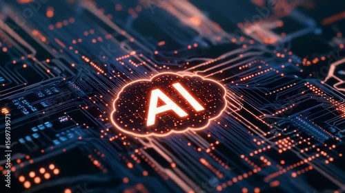 AI Cloud Computing:  Network Data Processing Animation Loop