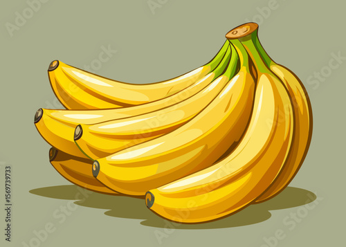 Bunch of Ripe Bananas Fruit Illustration