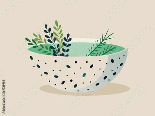 Elegant Bowl with Herbal Elements