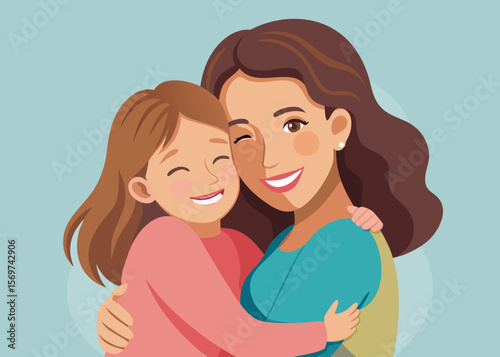 Happy Mother and Daughter Embracing Showing Love and Affection