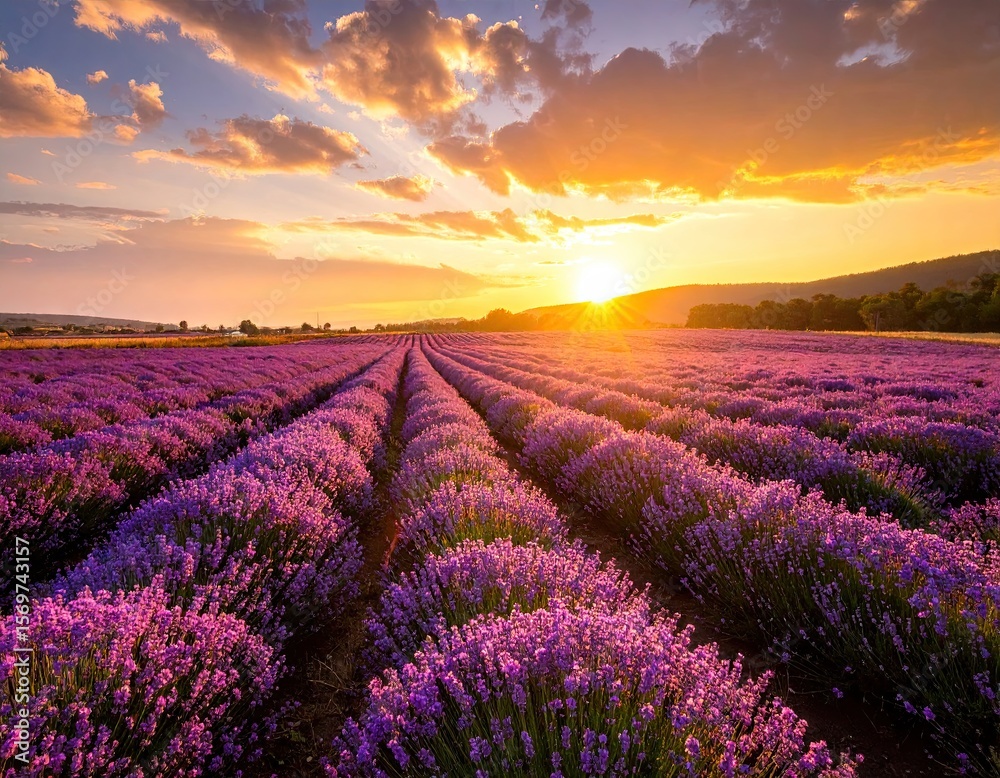 Obraz premium Lavender field at sunset (2)