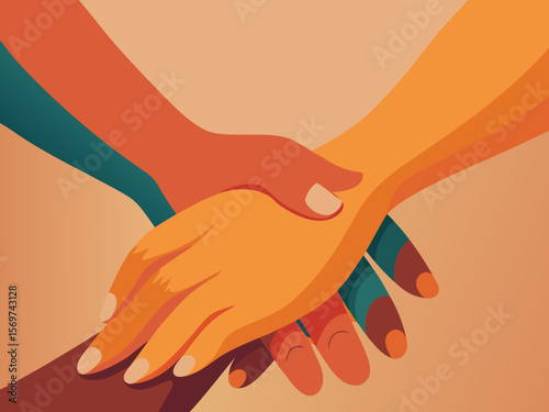 Diverse Hands United in Support