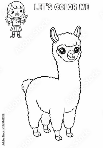 Children's coloring pictures of an alpaca