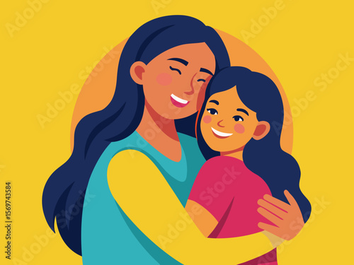 Happy Mother and Daughter Embrace