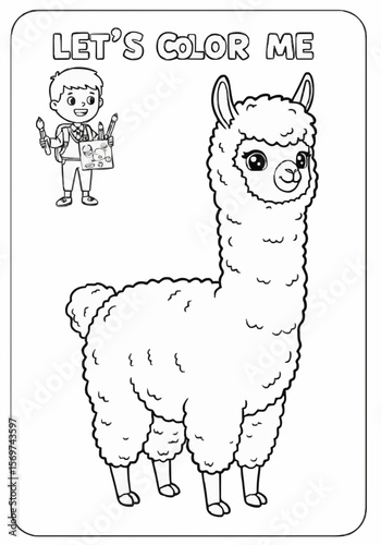 Children's coloring pictures of an alpaca