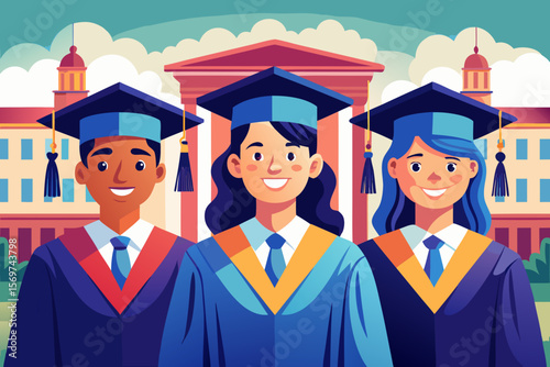 Diverse Group of Graduates in Graduation Gowns