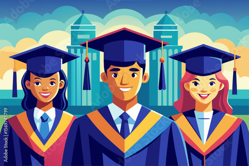 Diverse Group of Graduates Celebrating Graduation Ceremony