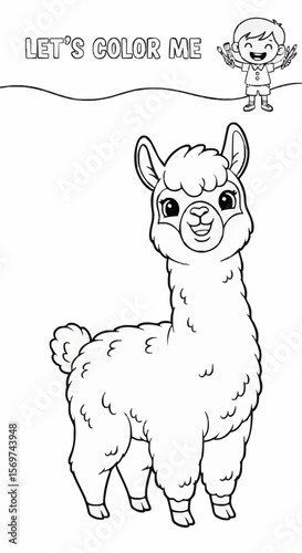 Children's coloring pictures of an alpaca