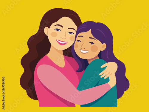 Happy Mother and Daughter Embrace