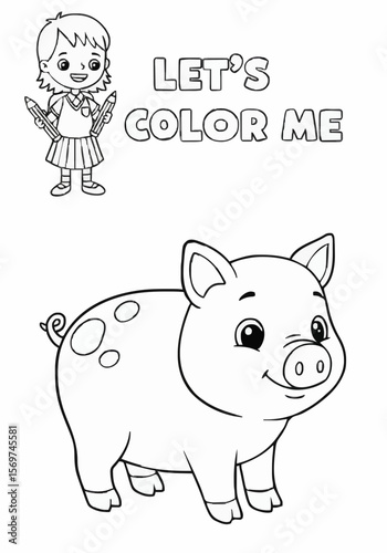Children's coloring pictures of a pig