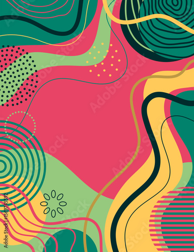 Wallpaper Mural Hand drawn doodle. Color abstract background. Template banner and cover for design. Torontodigital.ca
