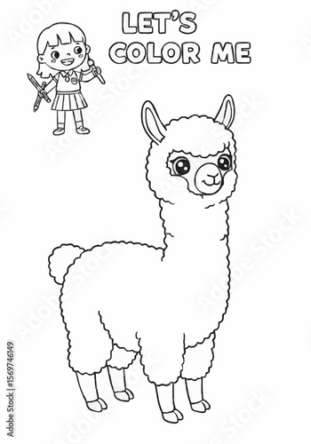 Children's coloring pictures of an alpaca