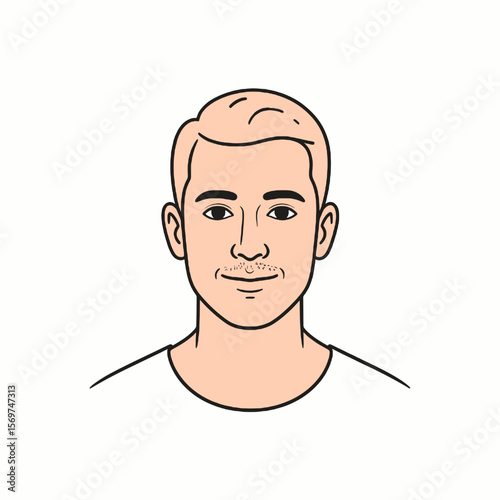 Simple Isolated Portrait of a Young Man with Short Hair in White Background Minimalist Line Drawing