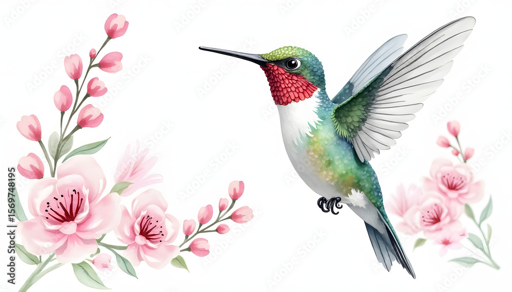 Fototapeta premium Vibrant hummingbird. Represents wildlife, nature, speed, or delicate beauty. Dynamic and captivating.
