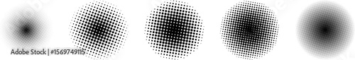 Halftone effect circle icon set