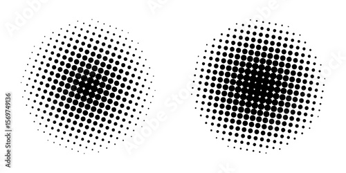 Halftone effect circle icon set