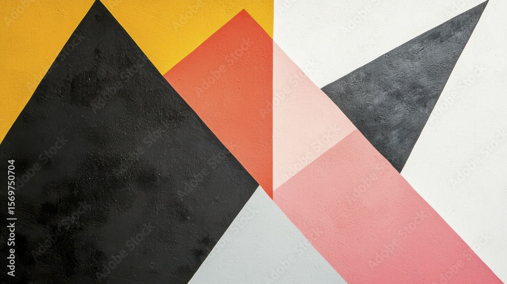 Fototapeta premium Minimalistic geometric design with balanced tones in black, yellow, orange, and pink colors
