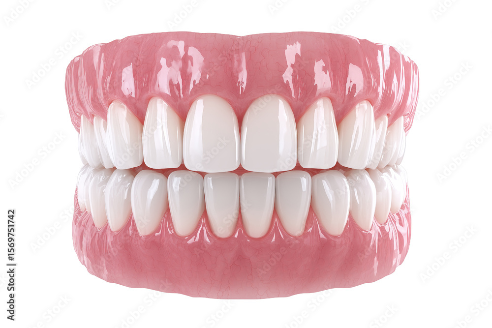 Obraz premium Set of complete dentures isolated against PNG background dental prosthetics illustration, dentures, full dentures, artificial teeth, dental prosthesis, prosthodontics, teeth, smile, dental, healthca
