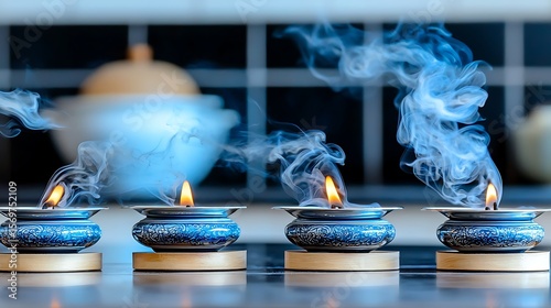 Gentle ember light from incense stick fading into darkness with soft smoke curls creating a peaceful atmosphere
