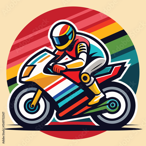 Vector illustration of Super Sport Motorcycle silhouette isolated on Black background. Can be used for printed on motorcycle club t-shirt, background, banner, posters, icon, web, etc.