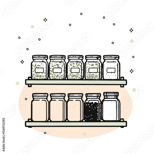 Minimalist Pantry Shelf with Storage Jars for Homestead Core, Sustainable Living Blogs, Kitchen Organization Websites, and Eco-Friendly Lifestyle Content  