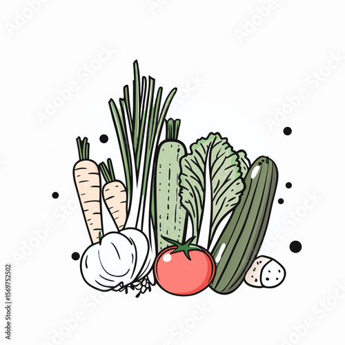 Hand-drawn Vegetable Illustration for Homestead Core, Gardening Blogs, Organic Farming Websites, Home Cooking, and Sustainable Living Content  