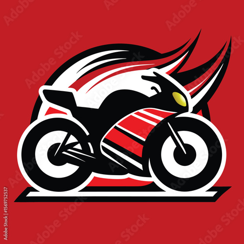 Vector illustration of Super Sport Motorcycle silhouette isolated on Black background. Can be used for printed on motorcycle club t-shirt, background, banner, posters, icon, web, etc.