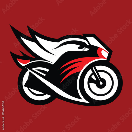 Vector illustration of Super Sport Motorcycle silhouette isolated on Black background. Can be used for printed on motorcycle club t-shirt, background, banner, posters, icon, web, etc.
