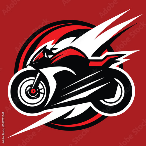 Vector illustration of Super Sport Motorcycle silhouette isolated on Black background. Can be used for printed on motorcycle club t-shirt, background, banner, posters, icon, web, etc.