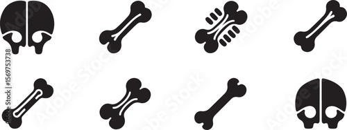 Skull and bones silhouette vector, Skull crossbones icon Clipart