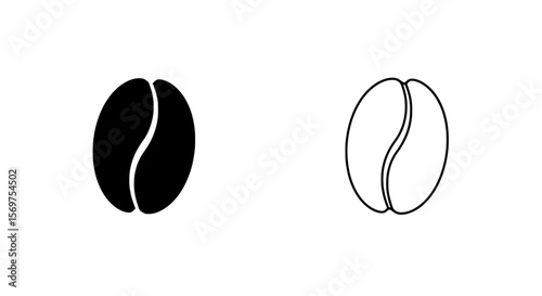 Coffee bean, coffee cup icon: A minimal representation of a single coffee bean, perfect for any project requiring simplicity and cleanliness.