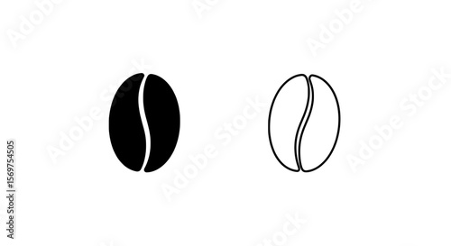 Coffee Bean: A pair of coffee bean icons, one in solid black and the other outlined, symbolizing the essential element of a beloved beverage.