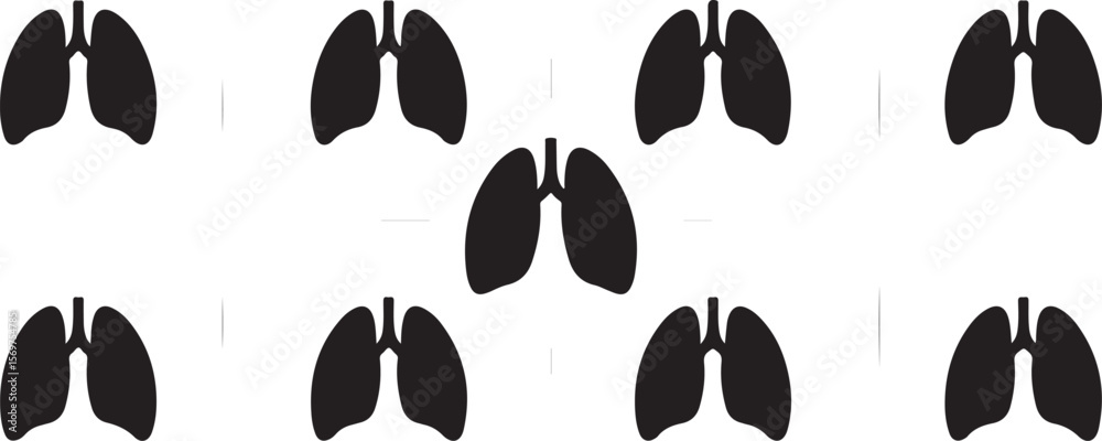 Fototapeta premium Lung Icon (Black Silhouette)