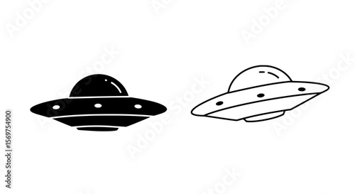 UFO Silhouette Icon: An eye-catching outline of a classic unidentified flying object, offering a modern, minimalist take on the mysterious and extraterrestrial.