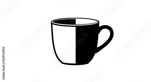 Monochrome Coffee Cup: A simple, yet elegant black and white illustration of a coffee cup. The image is filled with the essence of a morning ritual or a cozy moment.