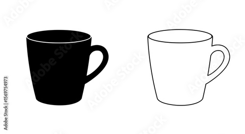 Monochrome Mug Collection: A study of minimalist design showcases a pair of simple mugs. One stands bold in black, its twin in white, inviting the viewer into a world of subtle contrast and pure form.