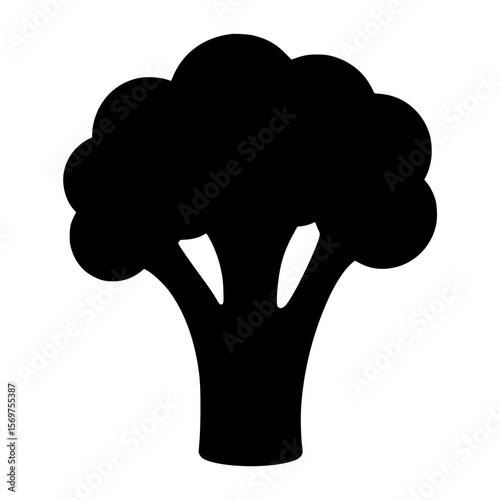 Black silhouette of a broccoli