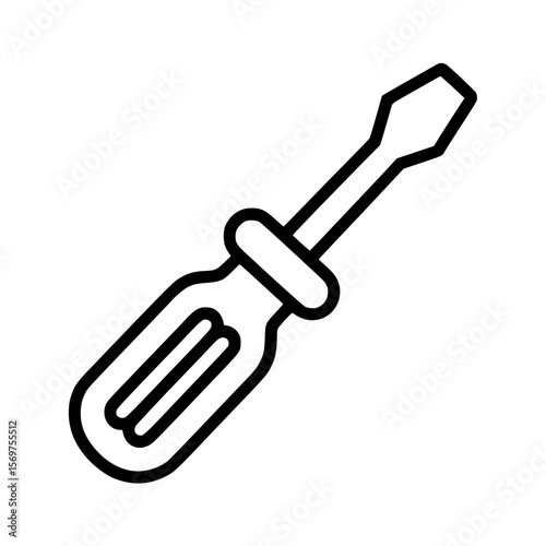 Black line art illustration of a screwdriver
